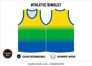 Dynamic Sleeveless Athletic Singlets and T-shirt Vector Design with Customizable Layers and Color Options
