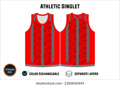 Dynamic Sleeveless Athletic Singlets and T-shirt Vector Design with Customizable Layers and Color Options