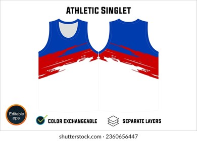 Dynamic Sleeveless Athletic Singlets and T-shirt Vector Design with Customizable Layers and Color Options