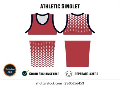 Dynamic Sleeveless Athletic Singlets and T-shirt Vector Design with Customizable Layers and Color Options