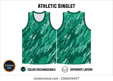 Dynamic Sleeveless Athletic Singlets and T-shirt Vector Design with Customizable Layers and Color Options