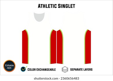 Diseño de vectores de camisetas y de cintas atléticas sin mangas con capas y opciones de color personalizables