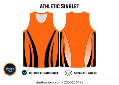 Dynamic Sleeveless Athletic Singlets and T-shirt Vector Design with Customizable Layers and Color Options