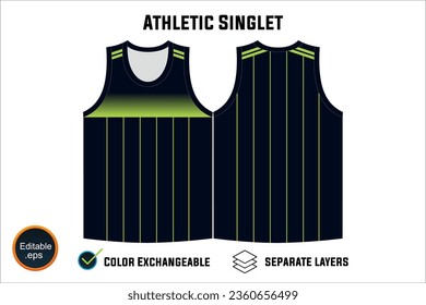 Dynamic Sleeveless Athletic Singlets and T-shirt Vector Design with Customizable Layers and Color Options