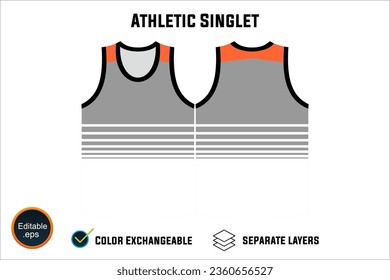 Diseño de vectores de camisetas y de cintas atléticas sin mangas con capas y opciones de color personalizables