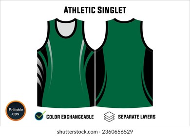 Dynamic Sleeveless Athletic Singlets and T-shirt Vector Design with Customizable Layers and Color Options