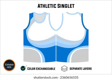 Dynamic Sleeveless Athletic Singlets and T-shirt Vector Design with Customizable Layers and Color Options