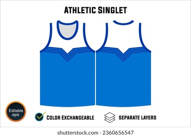 Dynamic Sleeveless Athletic Singlets and T-shirt Vector Design with Customizable Layers and Color Options