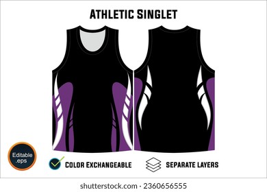 Dynamic Sleeveless Athletic Singlets and T-shirt Vector Design with Customizable Layers and Color Options