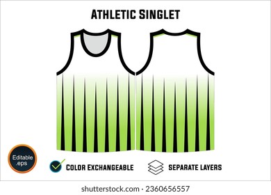 Dynamic Sleeveless Athletic Singlets and T-shirt Vector Design with Customizable Layers and Color Options