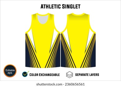 Dynamic Sleeveless Athletic Singlets and T-shirt Vector Design with Customizable Layers and Color Options