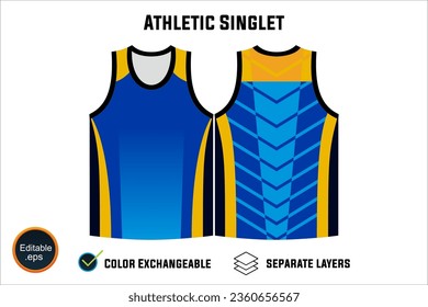 Dynamic Sleeveless Athletic Singlets and T-shirt Vector Design with Customizable Layers and Color Options