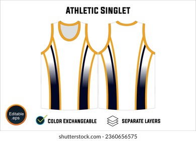 Dynamic Sleeveless Athletic Singlets and T-shirt Vector Design with Customizable Layers and Color Options