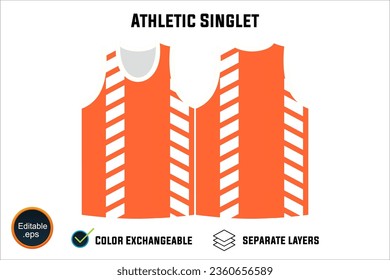 Diseño de vectores de camisetas y de cintas atléticas sin mangas con capas y opciones de color personalizables