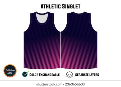 Dynamic Sleeveless Athletic Singlets and T-shirt Vector Design with Customizable Layers and Color Options