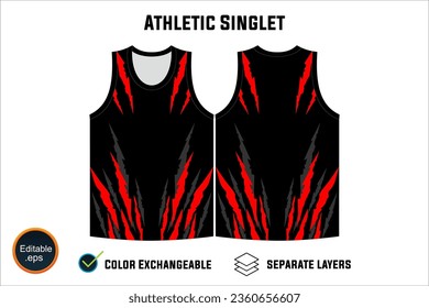 Dynamic Sleeveless Athletic Singlets and T-shirt Vector Design with Customizable Layers and Color Options