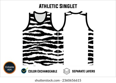 Dynamic Sleeveless Athletic Singlets and T-shirt Vector Design with Customizable Layers and Color Options