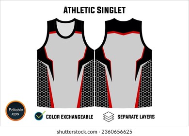 Dynamic Sleeveless Athletic Singlets and T-shirt Vector Design with Customizable Layers and Color Options