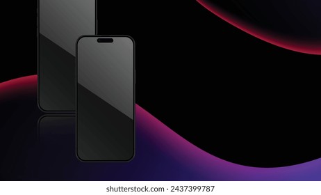 Dynamic Smartphone Presentation Slide. Wave Curve and Liquid Bubbles with Two Phones Mockup Vector Illustration