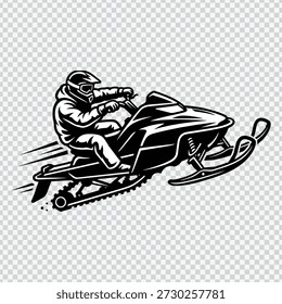 Dinâmico snowmobile rider em ação ilustração vetorial