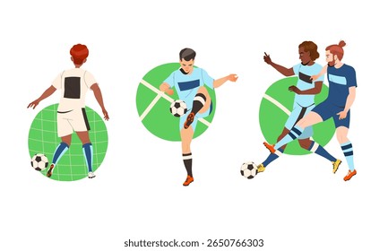 Dynamic Soccer Action Captivating Illustrations of Players in Exciting Motion Performance