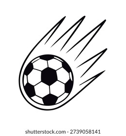 Dynamic Soccer Ball Fast Motion, Black and White Football Comet Logo with Speed Line Streaks for Sports Branding
