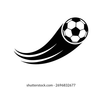 Icono dinámico del logotipo del Vector de la pelota de fútbol: Ilustración gráfica de la velocidad y del movimiento