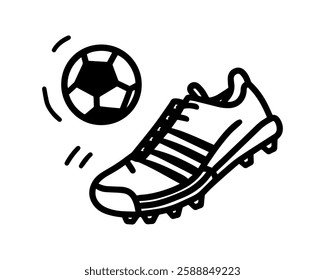 Dynamic Soccer Boot with Ball for an Energetic and Sporty Athletic Adventure Theme Vector illustration