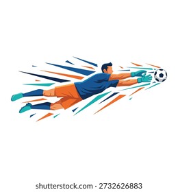Dynamic Soccer Goalkeeper Diving to Make a Spectacular Save
