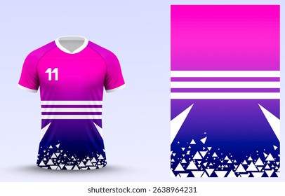 Dynamic soccer jersey design template with vibrant gradients and geometric patterns.