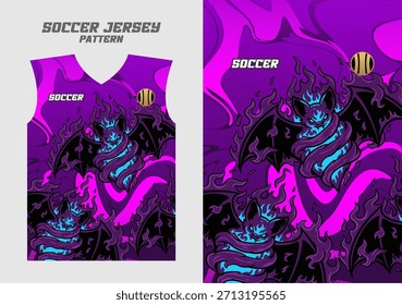 Dynamic Soccer Jersey Pattern Fiery Bat Mascot Design Template