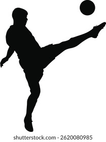 Dynamic Soccer Kick Silhouette| Football Player in Mid-Air Action Vector