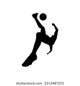 Dynamic Soccer Player Silhouette Performing Bicycle Kick