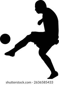 A dynamic soccer silhouette icon featuring a football player in action—kicking, dribbling, or shooting.