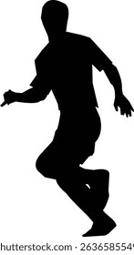 A dynamic soccer silhouette icon featuring a football player in action—kicking, dribbling, or shooting.