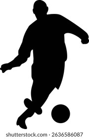 A dynamic soccer silhouette icon featuring a football player in action—kicking, dribbling, or shooting.