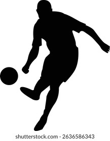 A dynamic soccer silhouette icon featuring a football player in action—kicking, dribbling, or shooting.