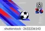 Dynamic soccer tournament vector background set featuring colorful geometric shapes, fast-moving soccer balls, and minimal line art elements on gray 
