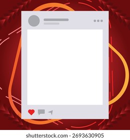 Plantilla dinámica de publicaciones en redes sociales con corazón, comentarios y íconos para compartir, ideal para mostrar contenido e impulsar el compromiso, perfecto para campañas de marketing