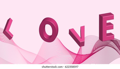 Dynamic soft wavy background with text love