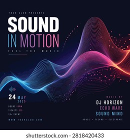 Dynamic sound wave graphic representing electronic music beats and rhythms