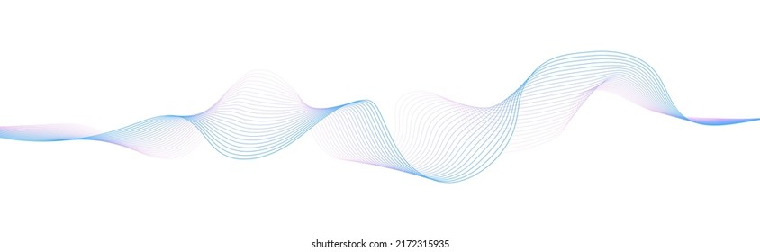 Dynamic sound wave isolated on white background. Musical particle pulsing. Blue energy flow concept. 3D rendering.