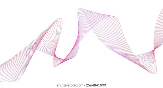 Dynamic sound wave isolated on white background. Musical particle pulsing. red energy flow concept. 3D rendering.