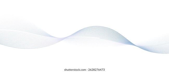 Onda de sonido dinámica aislada sobre fondo blanco. Pulsación de partículas musicales. Concepto de flujo de energía azul. Renderización 3D.