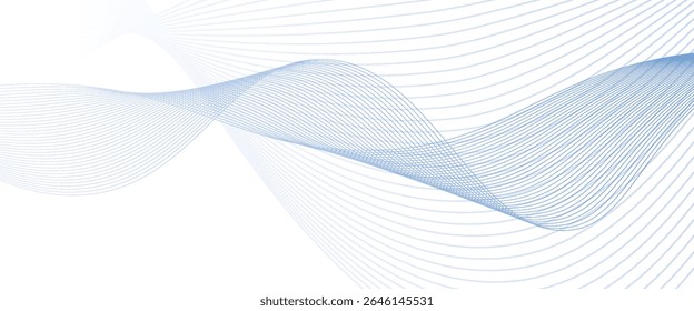 Dynamic sound wave isolated on white background. Musical particle pulsing. Blue energy flow concept. 3D rendering. modern illustration