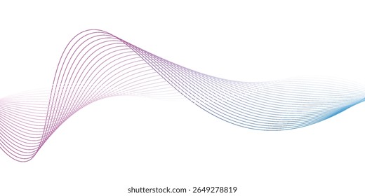 Dynamische Klangwelle einzeln auf weißem Hintergrund. Pulsierende Musikteilchen. Blaues Energieflusskonzept. 3D-Rendering