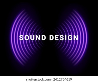 Visualización de ondas de sonido dinámicas Diseño de sonido ilustración vectorial de onda púrpura espectro de neón