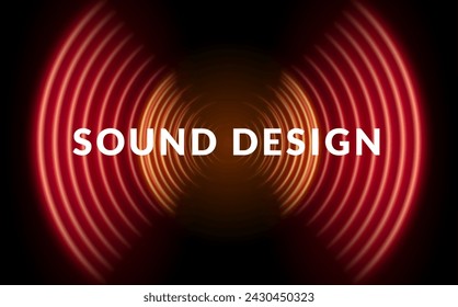 Visualización de ondas de sonido dinámico Diseño de sonido ilustración vectorial de ondas rojas espectro de neón