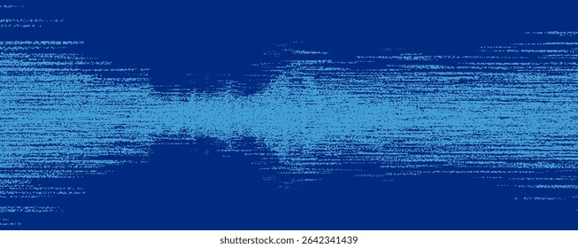 Dynamic sound waves are displayed in varying shades of blue, emphasizing audio frequency patterns. This artwork creatively merges visual and auditory elements, showcasing the essence of sound.
