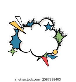 A dynamic of speech bubbles featuring bold, pop art colors. Great for social media, advertisements, comics, and creative projects